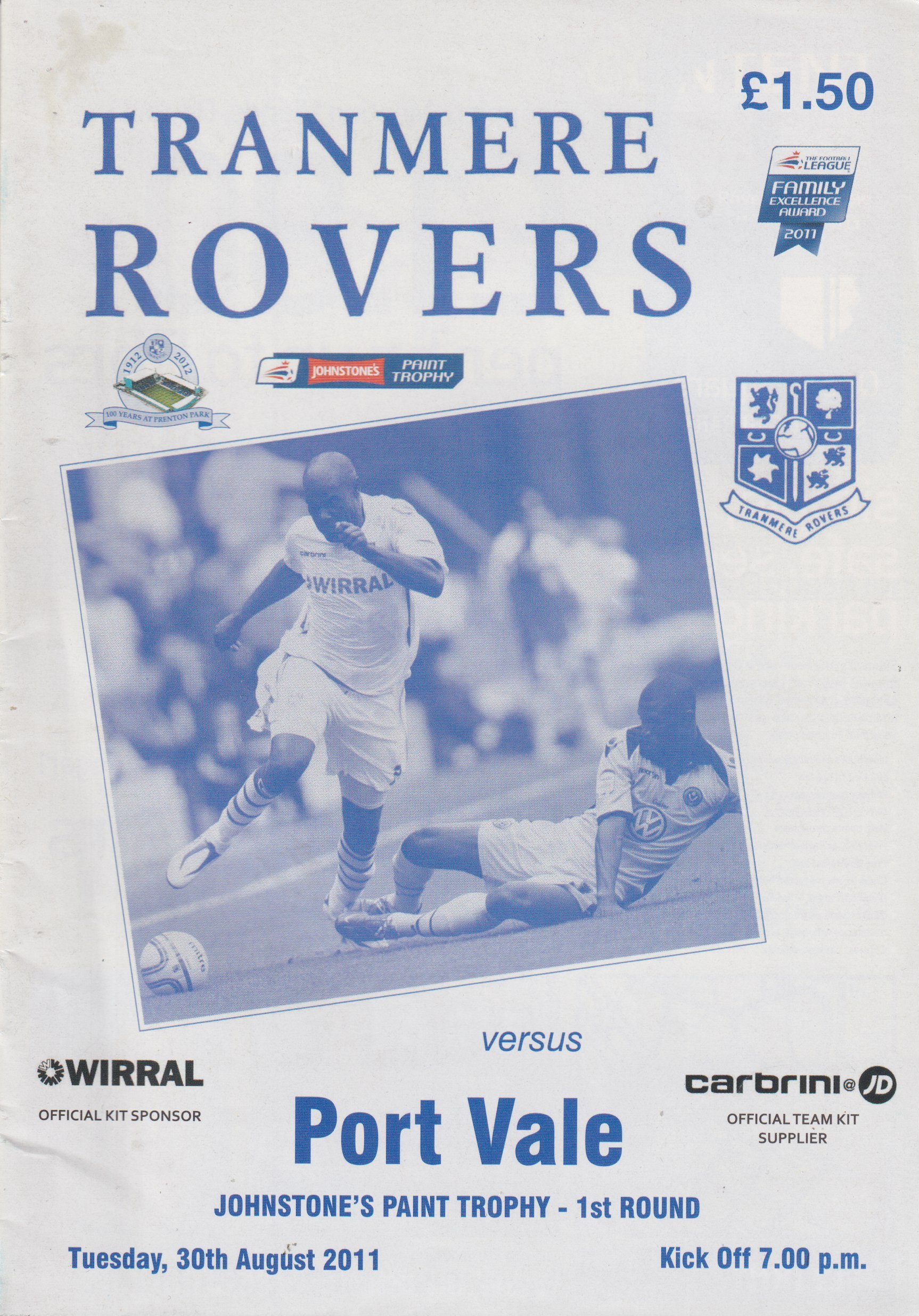 Tranmere Rovers v Port Vale match programme